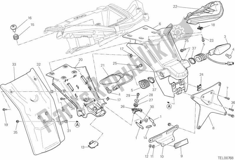 Wszystkie części do Uchwyt Tablicy Rejestracyjnej - Tylne ? Wiat? O Aus Ducati Multistrada 1200 S Touring 2013